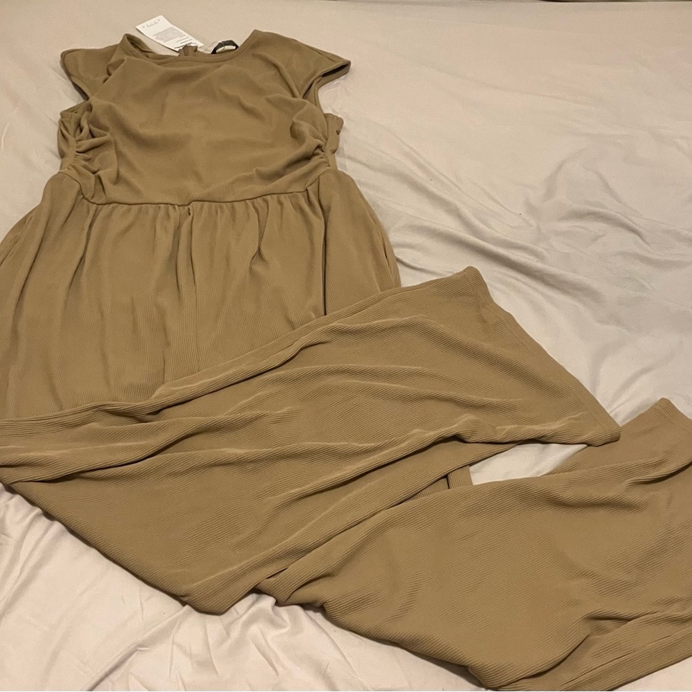 Women's PrettyGarden Ribbed Wide-Leg Jumpsuit — Camel